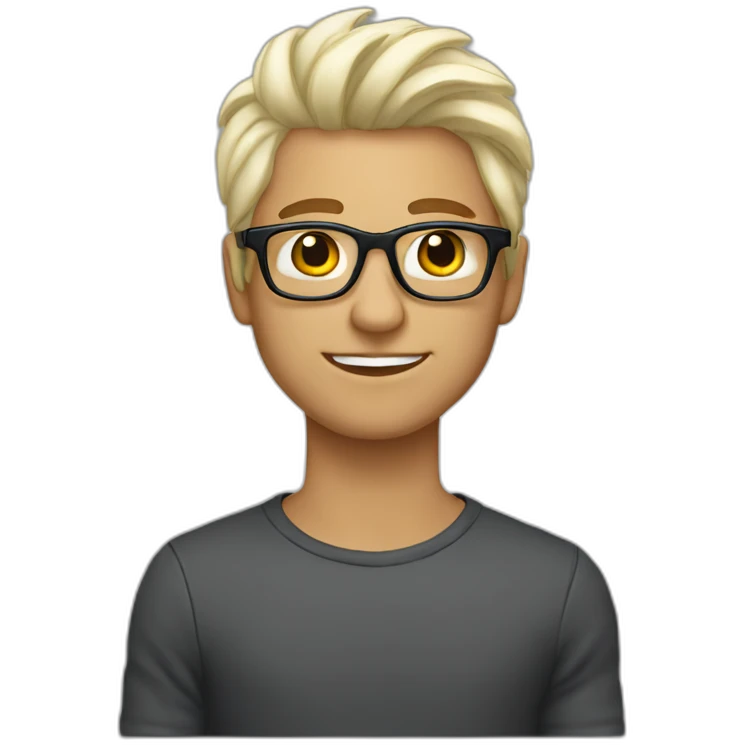 young guy with platinum blonde hair and tortoiseshell glasses emoji