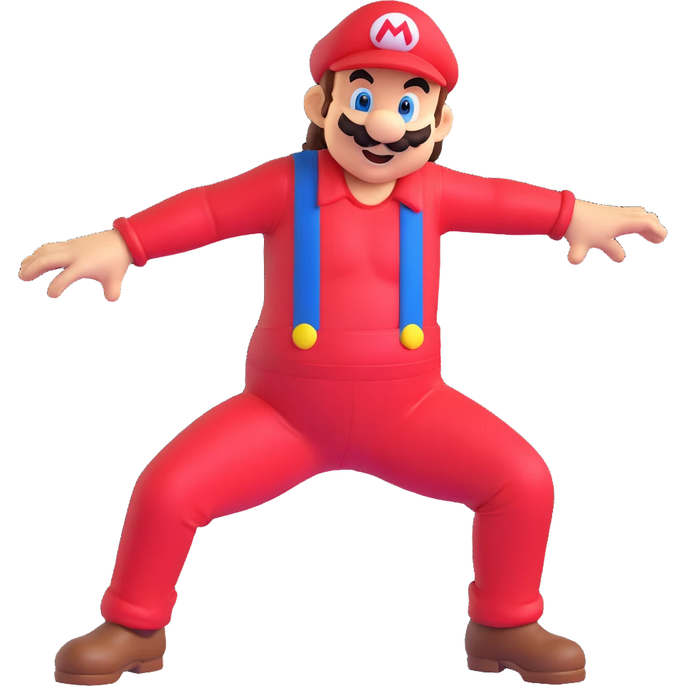animated emote of a man resembling the reference photo, dressed as Mario, twerking emoji