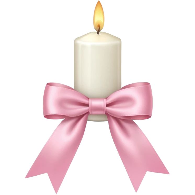 white candle with pink pastel ribbon emoji