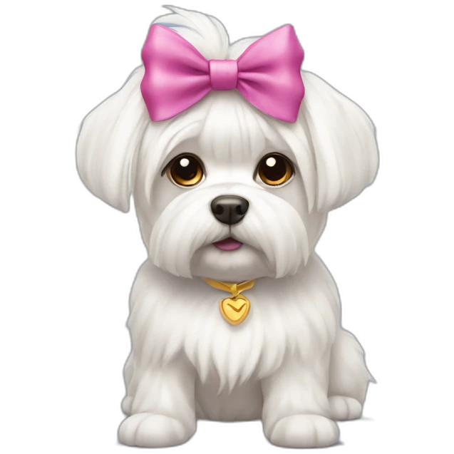 Maltese dog with bow on the head emoji