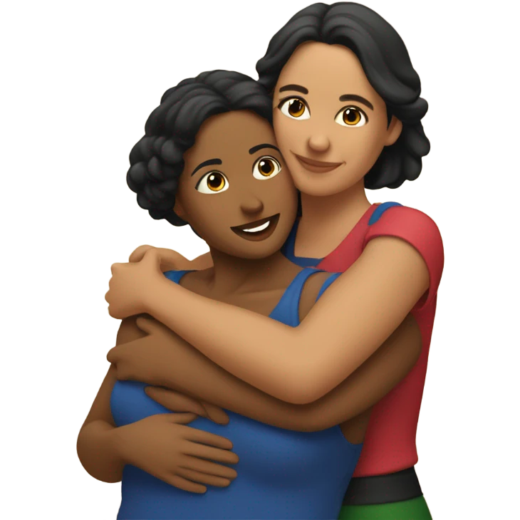 puerto rican woman giving an Italian woman a hug emoji