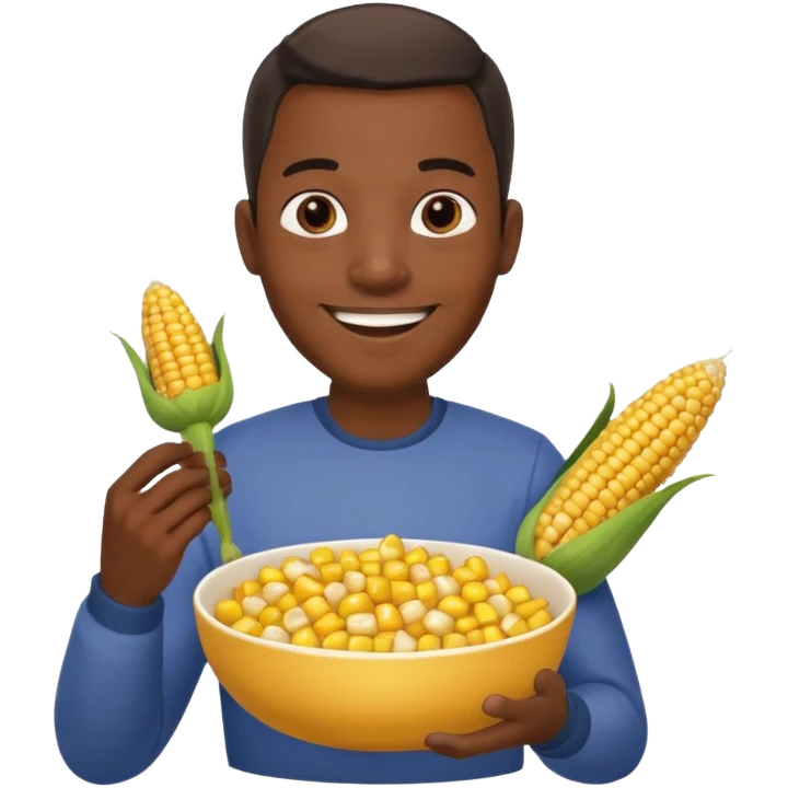 BLACK MAN HOLDING AN COOK CORN BOWL emoji