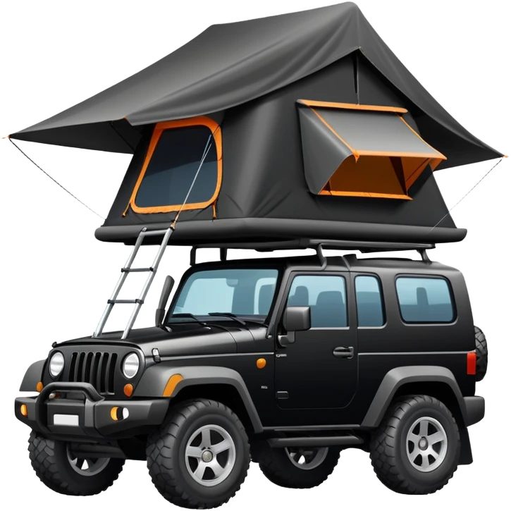 black car with roof tent emoji