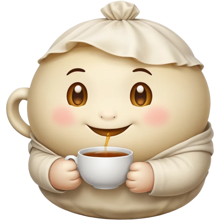 dumpling character drinking tea  emoji