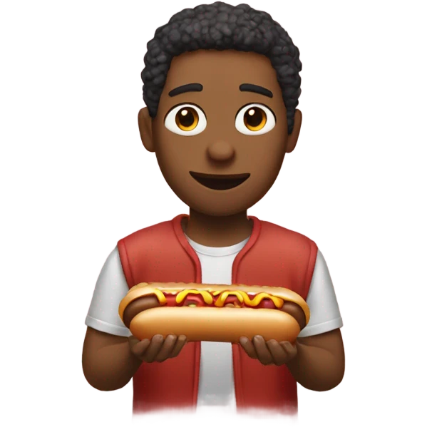 Eating a hotdog with no buns with your hands emoji