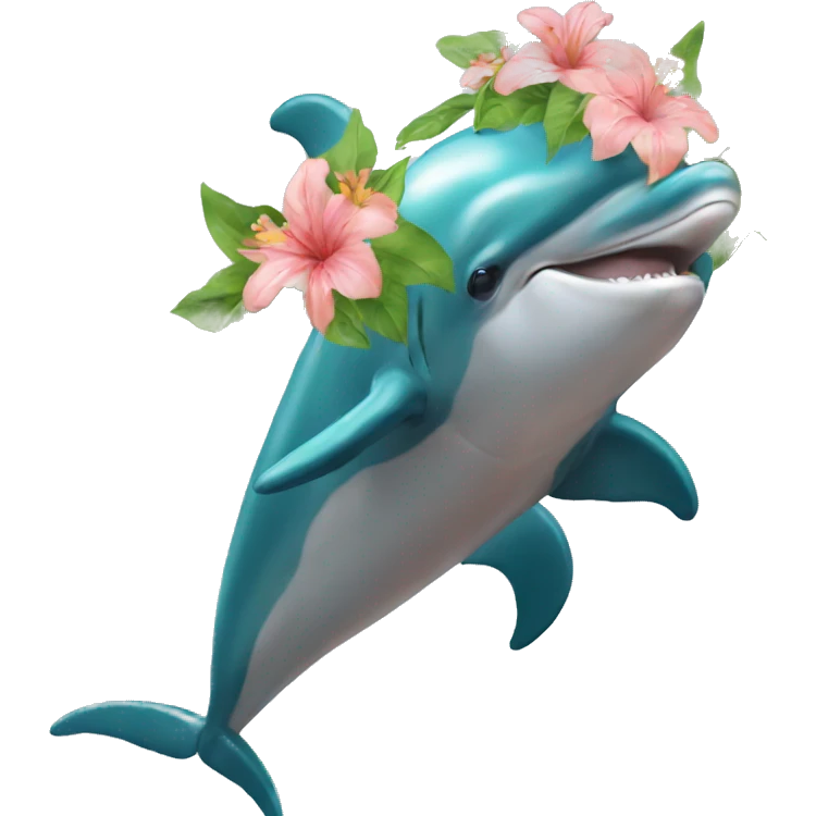 Dolphins wearing flowers emoji