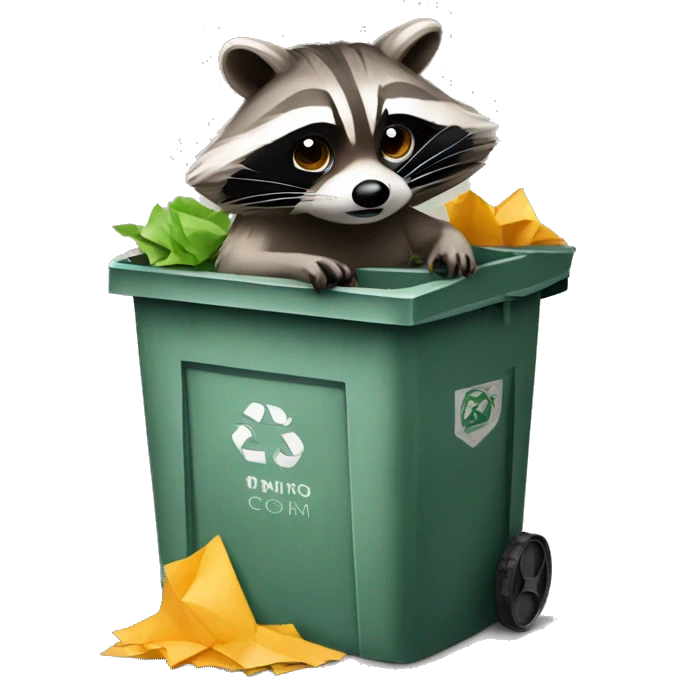 raccoon sitting on top of garbage bin emoji