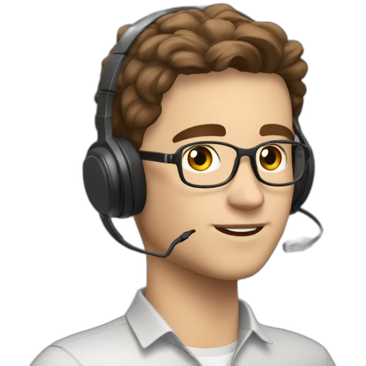 An it administrator with a yealink headset on, brown hair and 18 years old - australian emoji