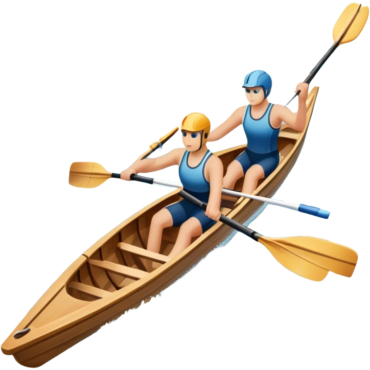 An icon showing a close-up of crossed oars, a sleek racing shell, and rippling water, symbolizing rowing. The design includes droplets in motion and a streamlined boat tip cutting through waves. Transparent background emphasizes strength, precision, and the spirit of competitive rowing emoji