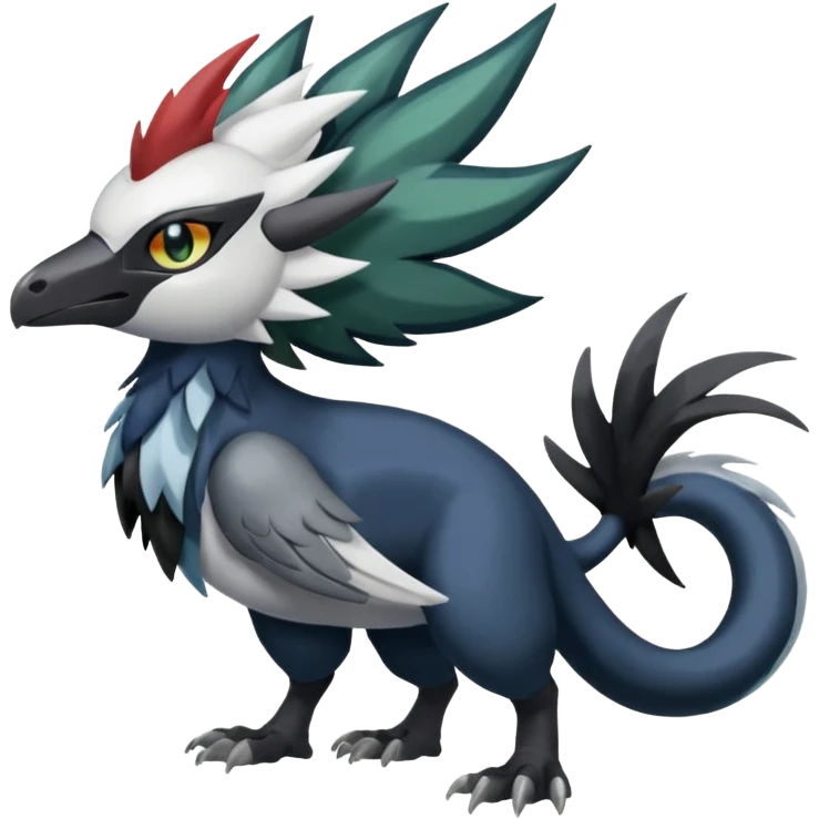 Shiny Black Grey White and Dark-Green Trico-Nargacuga-Silvally-Absol-fusion emoji