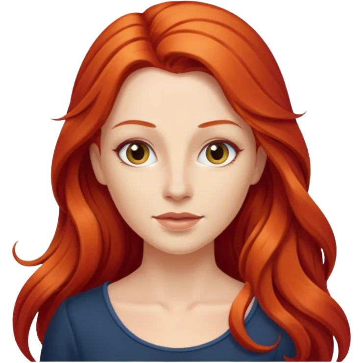 white woman with long red hair emoji