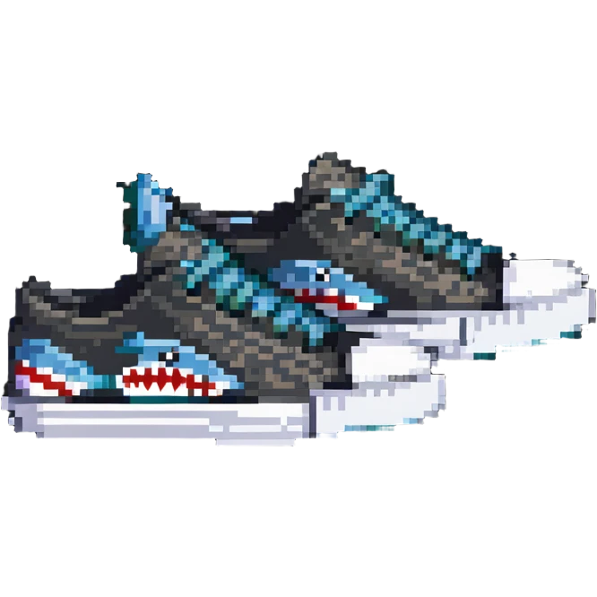 sneakers with shark design emoji