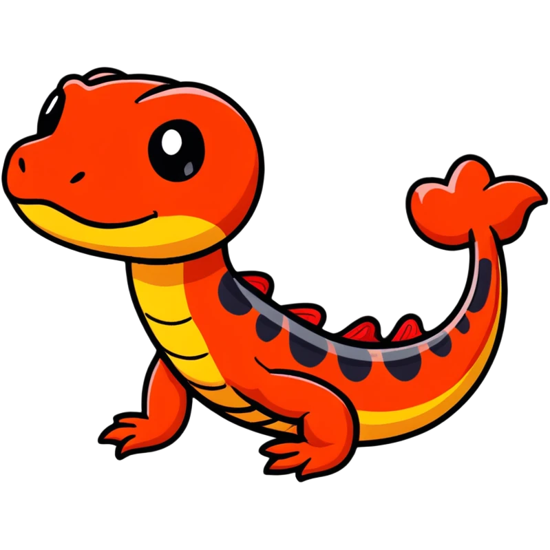 salamander black with fiery red flashes on the scales emoji