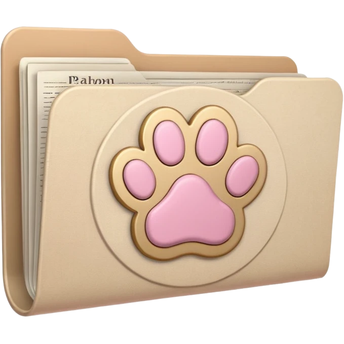 a pastel folder of documents with a pawprint on it emoji