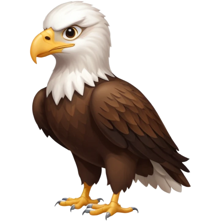Create a single emoji of a Eagle in full body, shown at a slight side angle in a natural, characteristic pose. Cute and stylized like an emoji, but clearly recognizable.
 emoji
