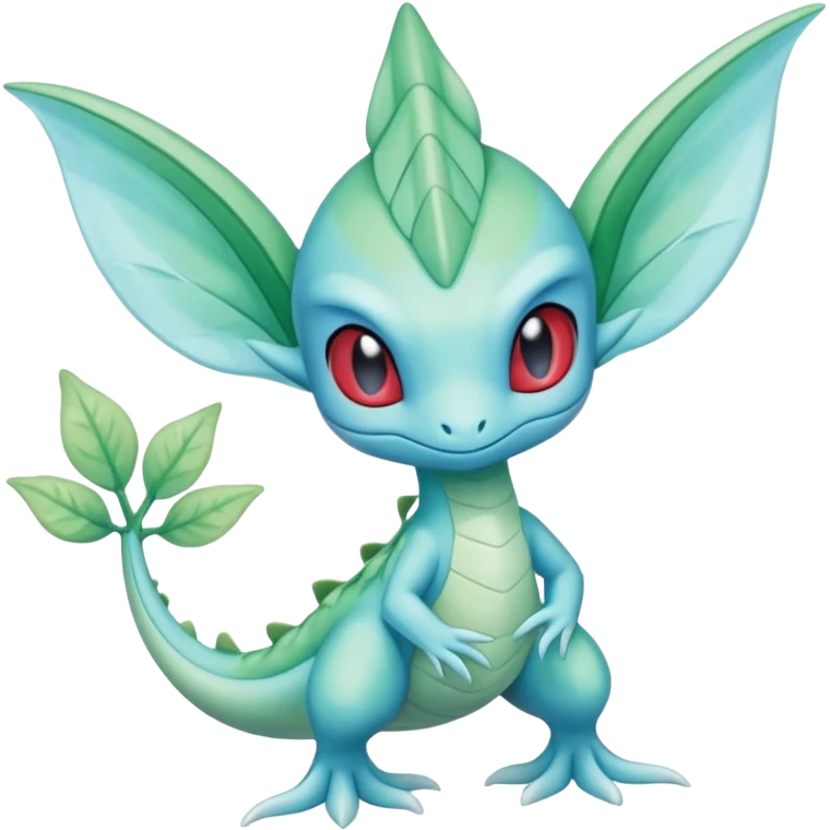 Icy Snowy frost flaky ethereal celebi-Salamence-Grovyle-creature (full body) emoji