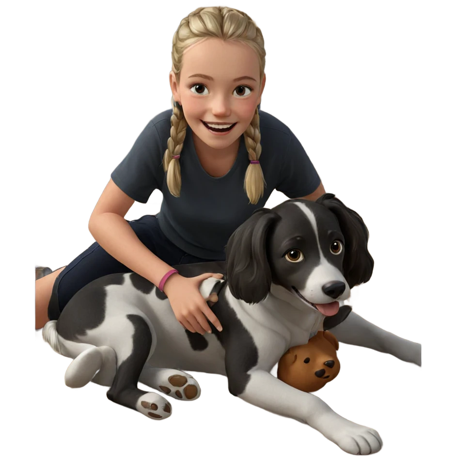 happy girl with dog emoji