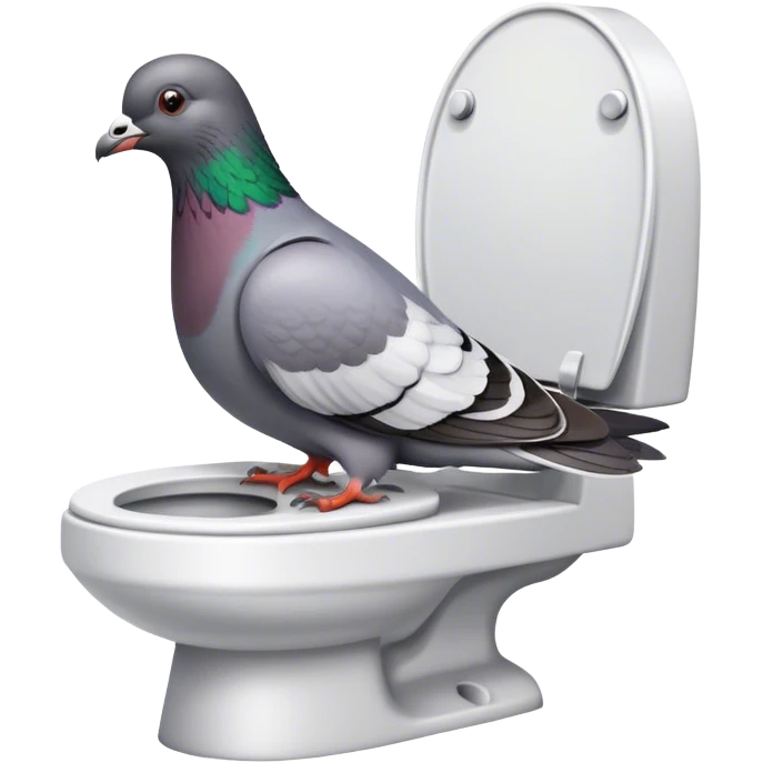 pigeon sitting on the toilet while playing video game emoji