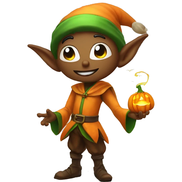 pumkin elf male casting a spell emoji