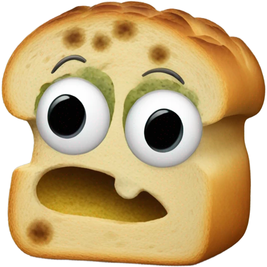 Moldy bread with face and limbs emoji