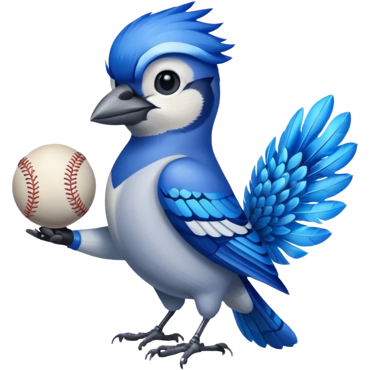 blue jay with blue jay baseball trophy emoji