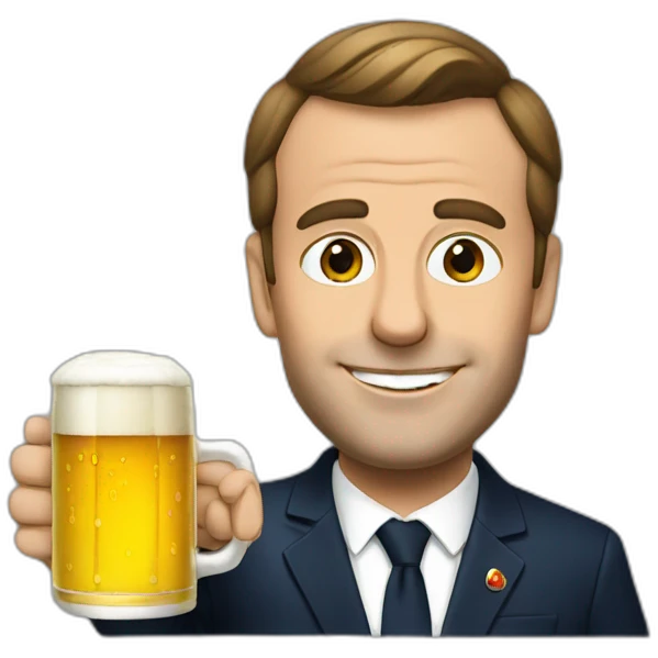 macron with a beer emoji