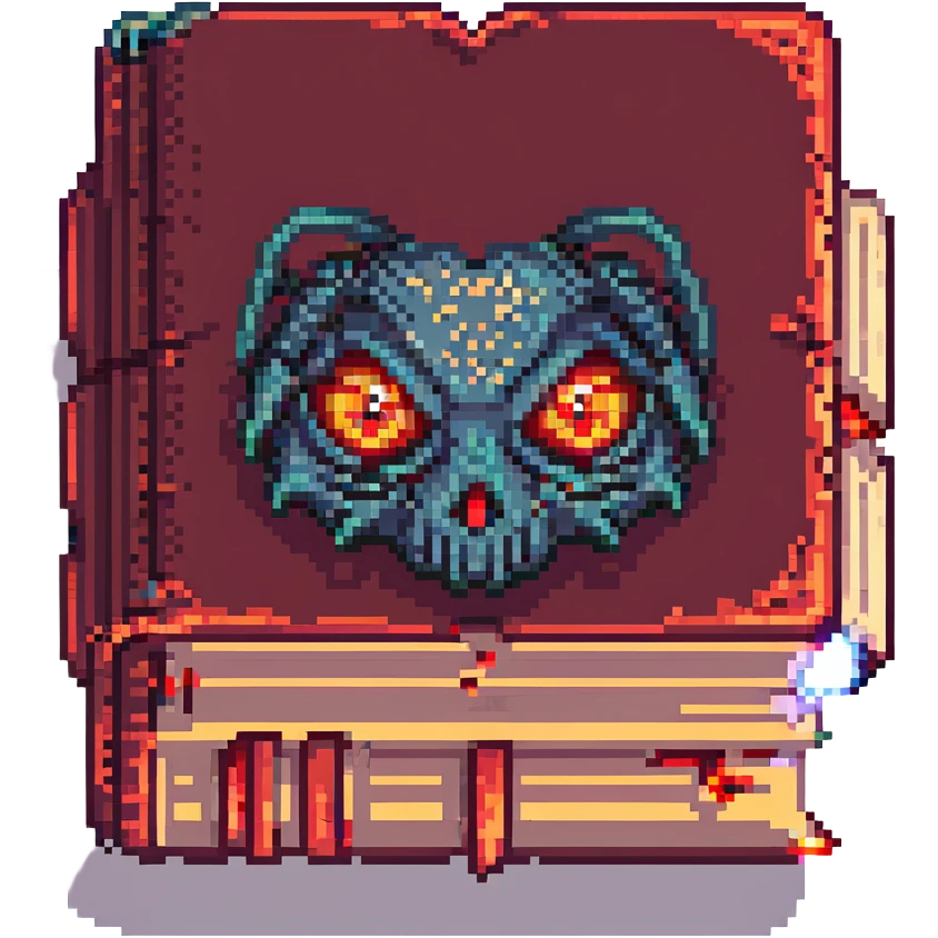 red cursed book with glowing eyes emoji