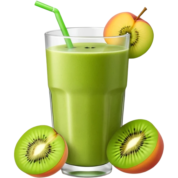 smoothie with peaches and green kiwi emoji