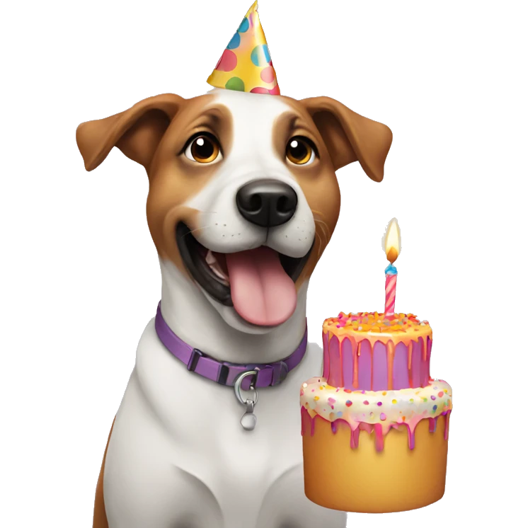 Dog celebrating birthday  emoji