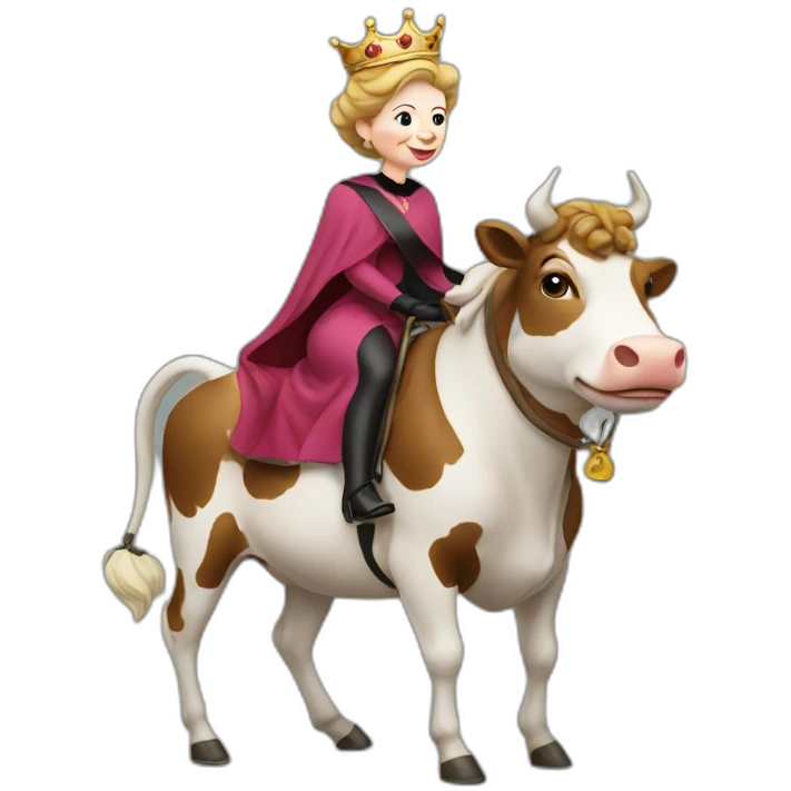queen Elizabeth riding a cow emoji