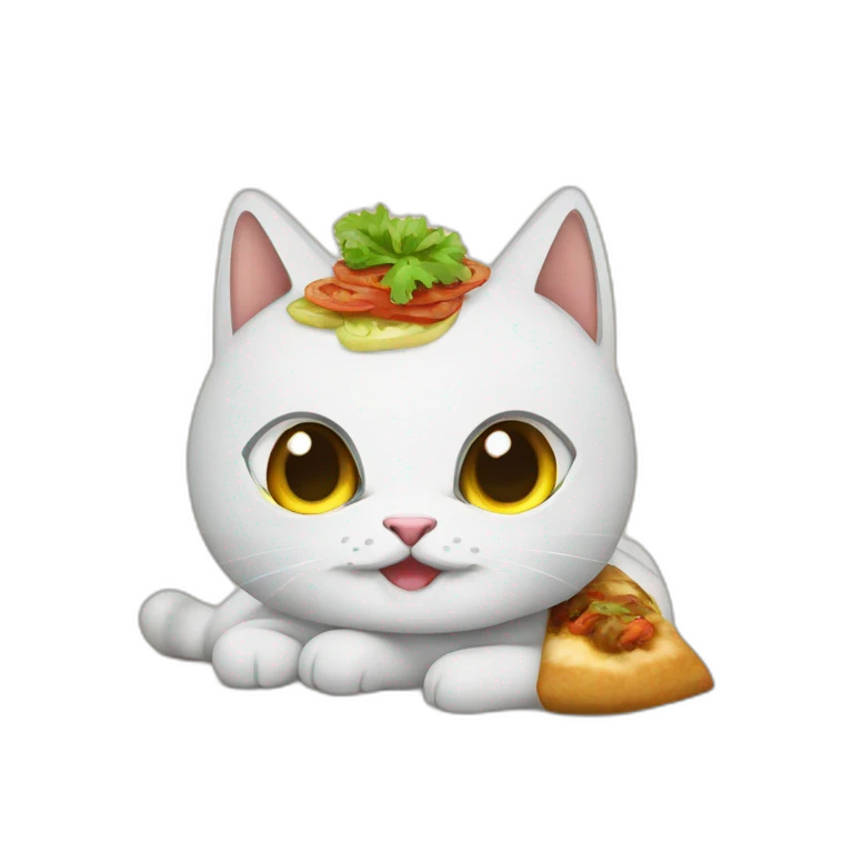 Un chat qui mange un kebbab emoji