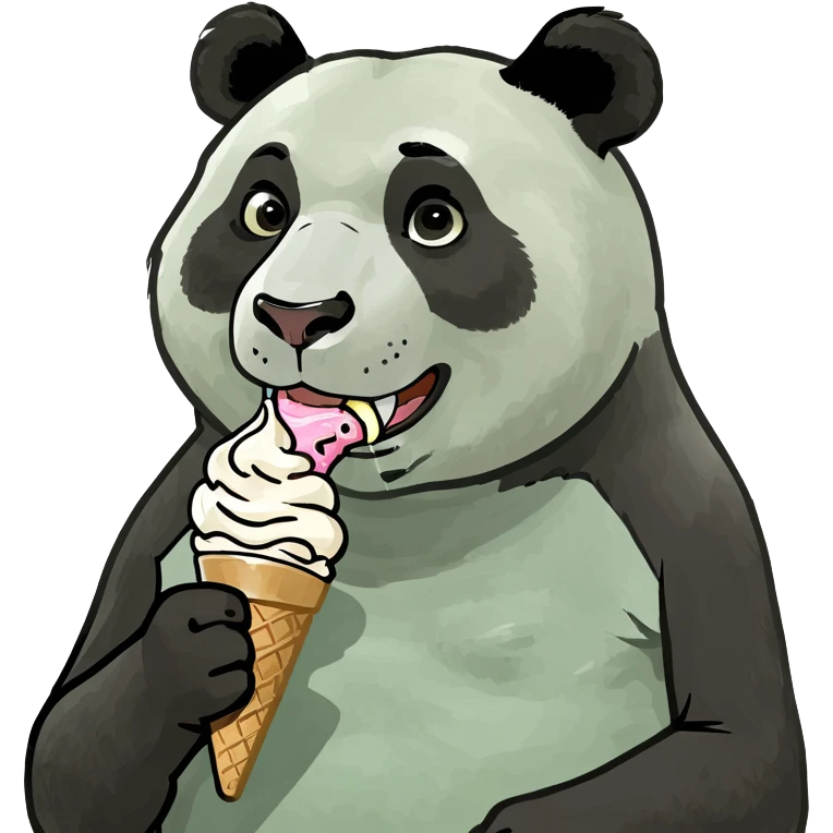 Panda eating ice cream emoji