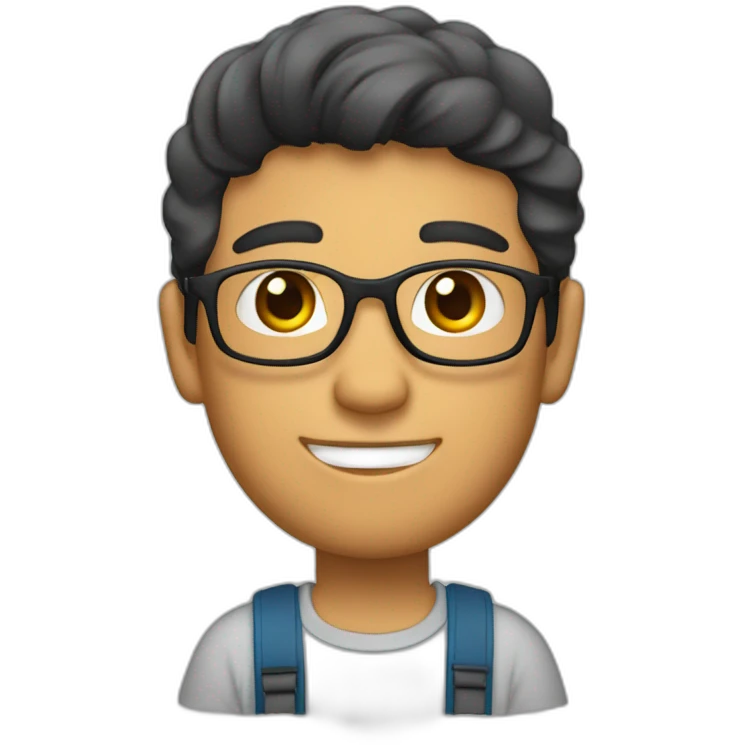 nino diseñador grafico con computadora en la mano emoji