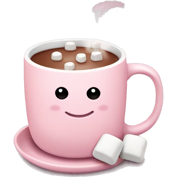 Light Pink mug of hot chocolate with marshmallows  emoji