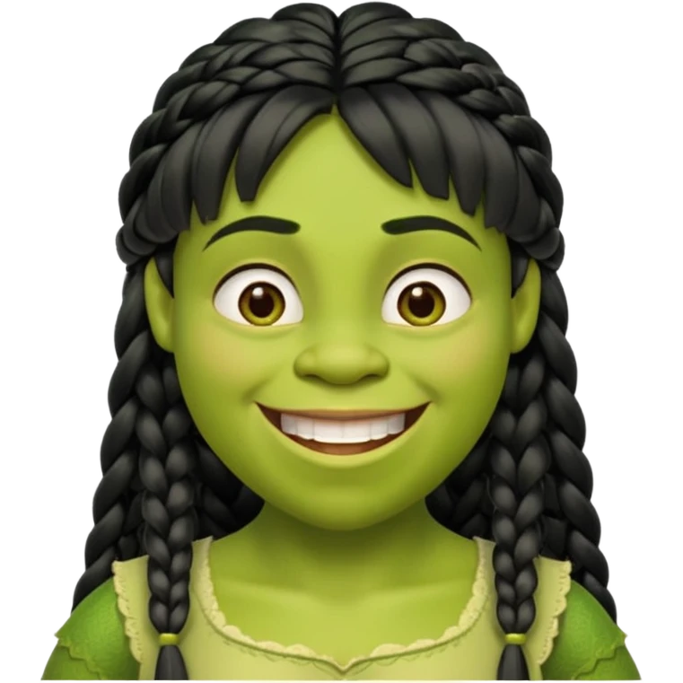 Shrek mit langen schwarzem Zopf und ponny emoji