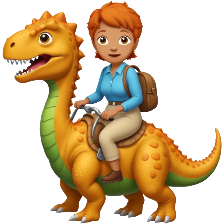 ginger grandma riding a dinosaur emoji