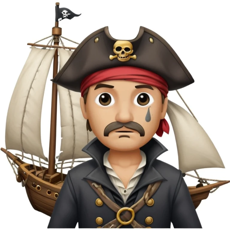 pirate with eye sailing a ship in strom sea background emoji