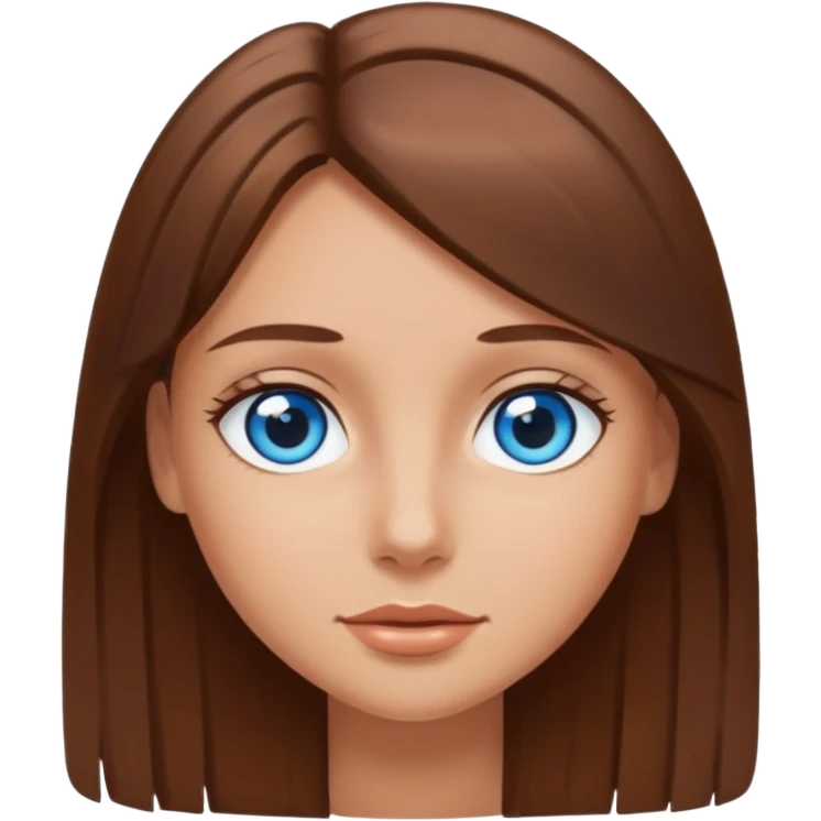 Brown gair girl. Blue eyes. Straight hair. Tanned skun emoji