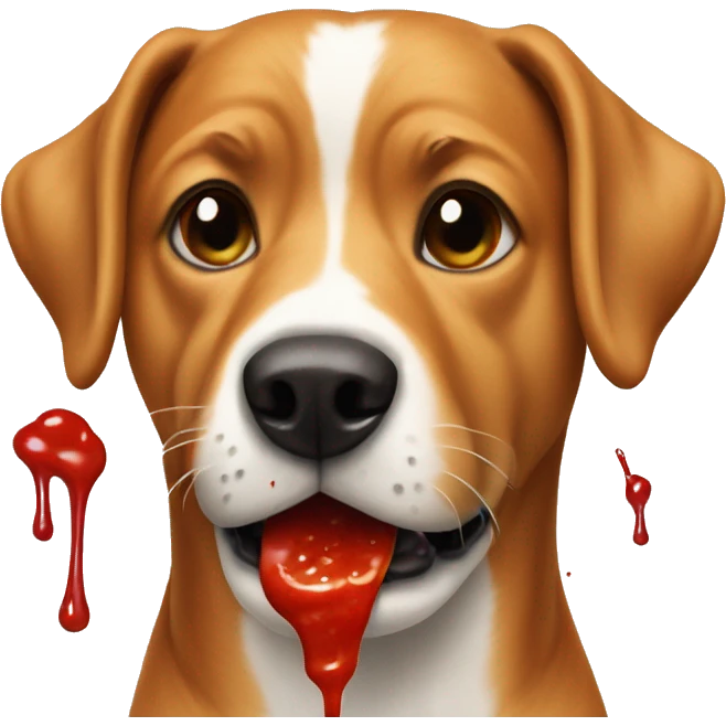 dog with ketchup splatters on it  emoji