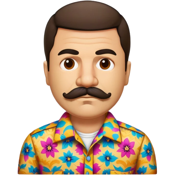El Chapo character with mustache wearing a colorful patterned shirt emoji