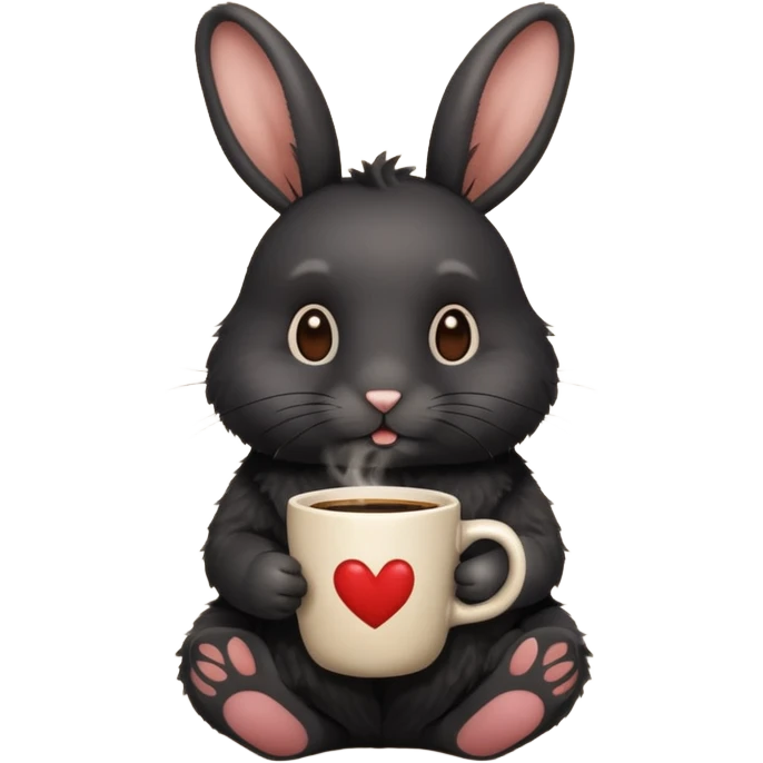 black rabbit with coffee emoji