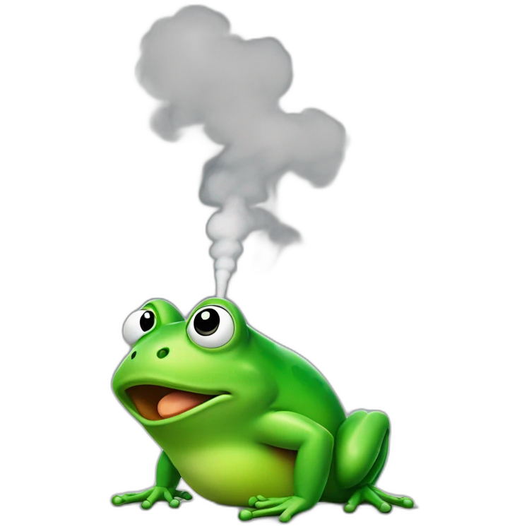 farting frog with green gas smoke behind emoji