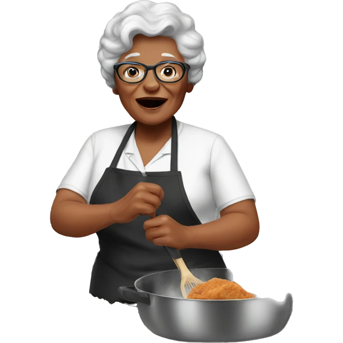 Grandma cooking fried chicken emoji