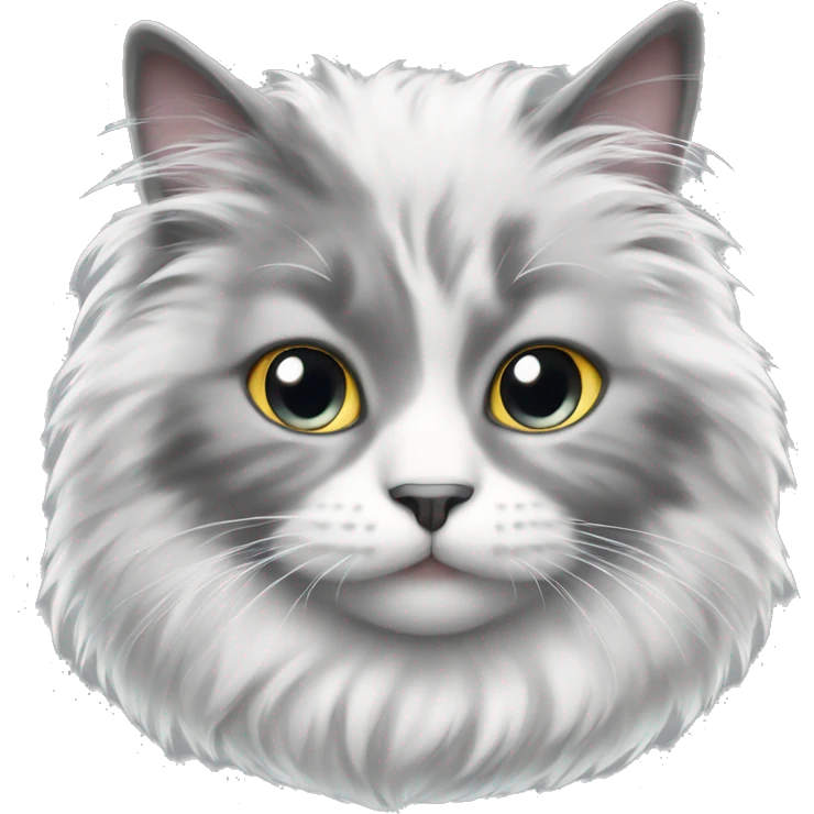 white and gray fluffy cat emoji