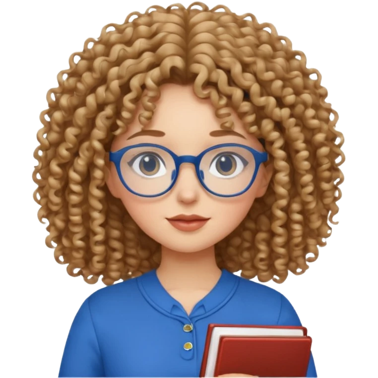 curly hair girl with eyeglasses and blue outfit emoji