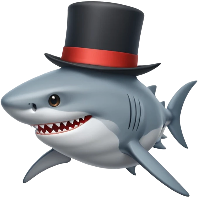 Shark with a top hat emoji