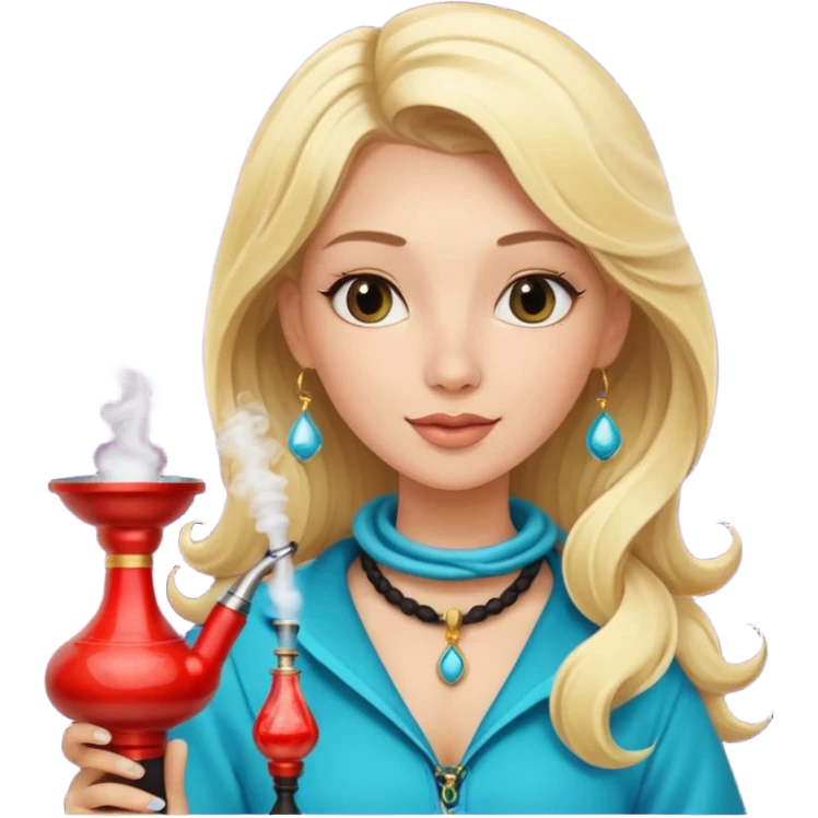blonde girl with smoke hookah emoji