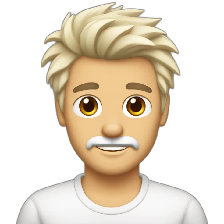 Hombre de pelo castaño de punta y westie emoji