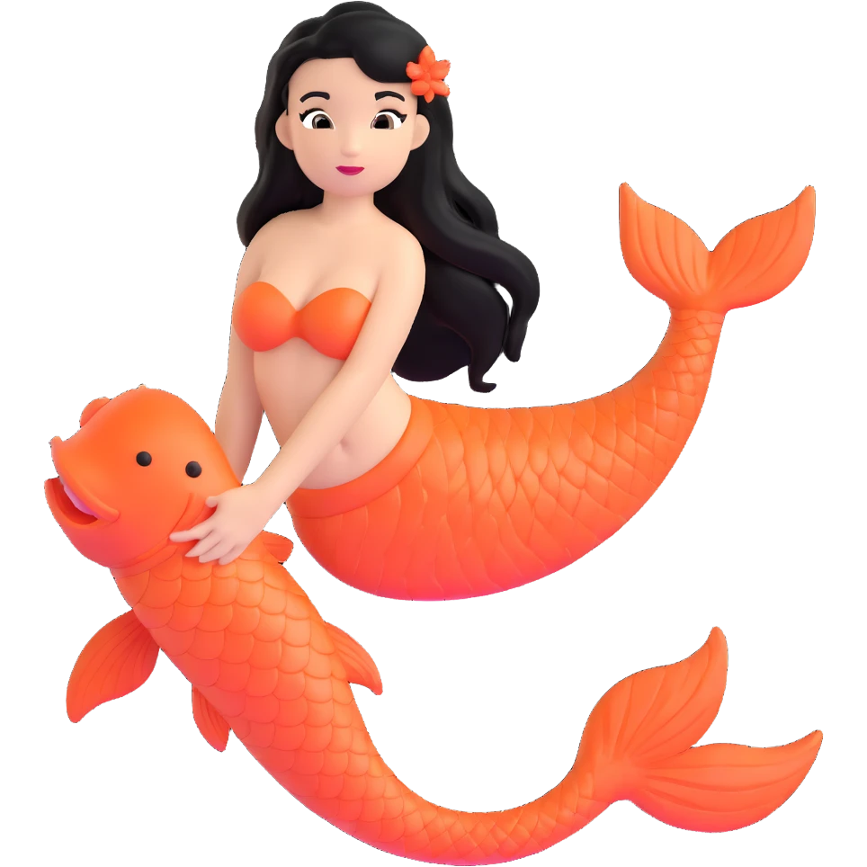 koi mermaid with tanned skin and long black hair emoji
