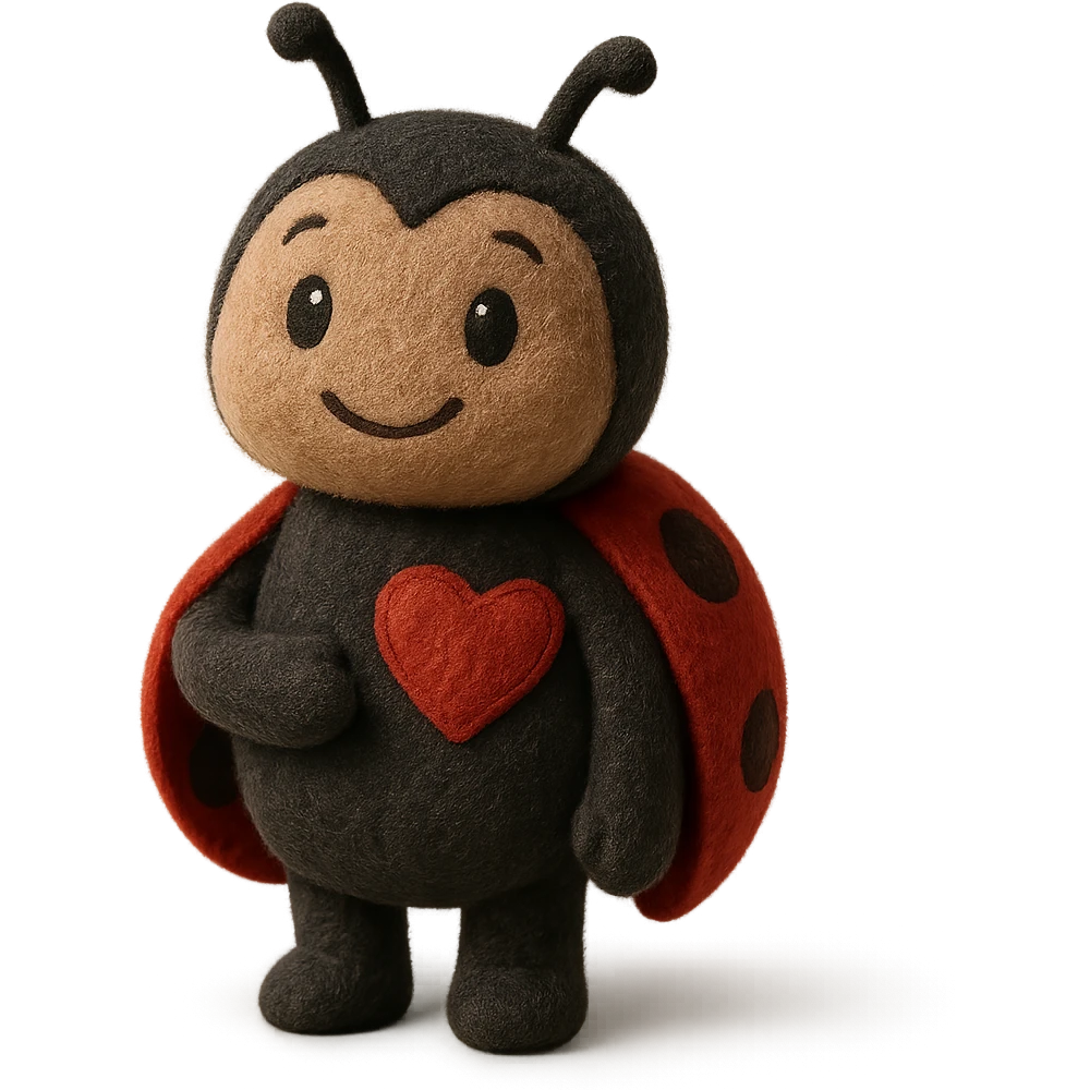 soft and huggable love bug, plush portrait style emoji